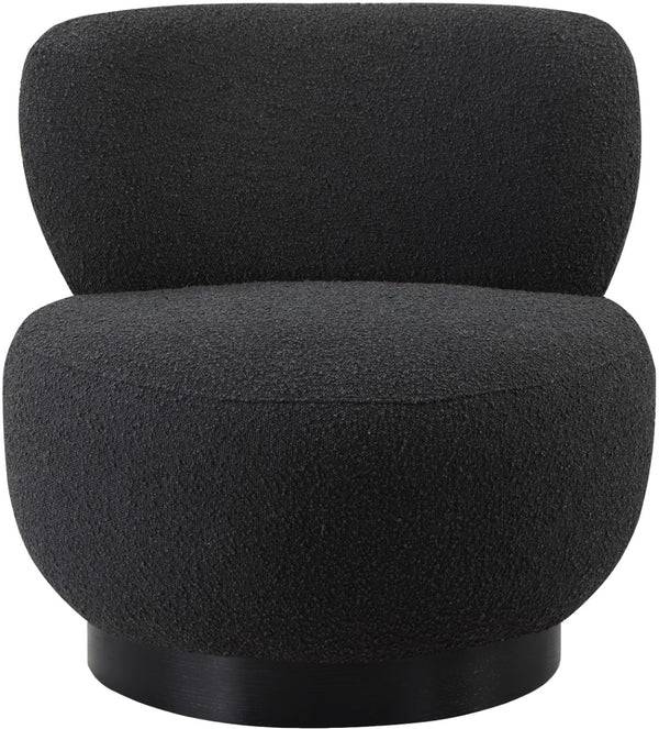 Calais Boucle Fabric / Oak Veneer / Plywood / Foam Contemporary Black Boucle Fabric Accent Chair - 33.5" W x 31" D x 31.5" H