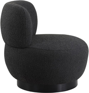 Calais Boucle Fabric / Oak Veneer / Plywood / Foam Contemporary Black Boucle Fabric Accent Chair - 33.5" W x 31" D x 31.5" H