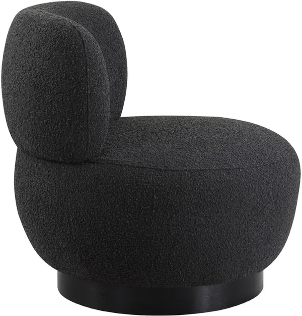 Calais Boucle Fabric / Oak Veneer / Plywood / Foam Contemporary Black Boucle Fabric Accent Chair - 33.5" W x 31" D x 31.5" H