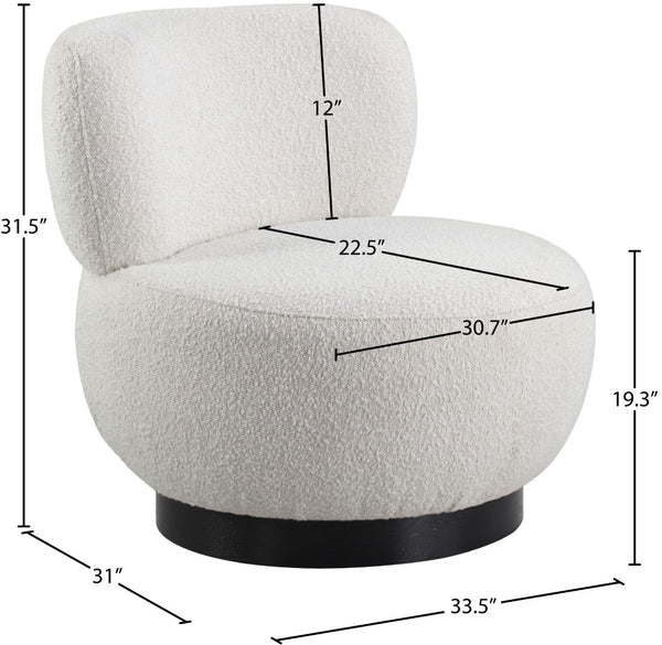 Calais Boucle Fabric / Oak Veneer / Plywood / Foam Contemporary Cream Boucle Fabric Accent Chair - 33.5" W x 31" D x 31.5" H