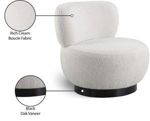 Calais Boucle Fabric / Oak Veneer / Plywood / Foam Contemporary Cream Boucle Fabric Accent Chair - 33.5" W x 31" D x 31.5" H