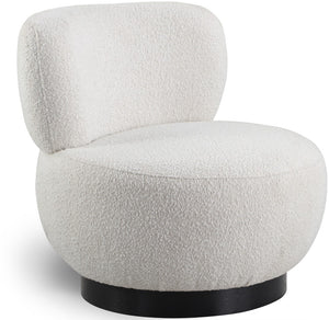 Calais Boucle Fabric / Oak Veneer / Plywood / Foam Contemporary Cream Boucle Fabric Accent Chair - 33.5" W x 31" D x 31.5" H