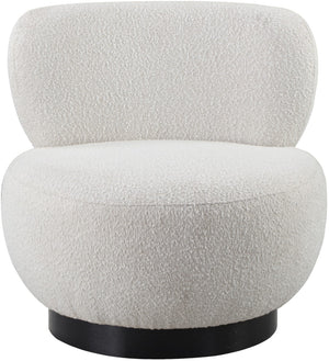 Calais Boucle Fabric / Oak Veneer / Plywood / Foam Contemporary Cream Boucle Fabric Accent Chair - 33.5" W x 31" D x 31.5" H