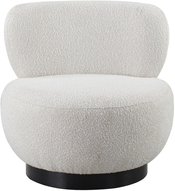 Calais Boucle Fabric / Oak Veneer / Plywood / Foam Contemporary Cream Boucle Fabric Accent Chair - 33.5" W x 31" D x 31.5" H