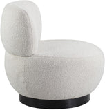 Calais Boucle Fabric / Oak Veneer / Plywood / Foam Contemporary Cream Boucle Fabric Accent Chair - 33.5" W x 31" D x 31.5" H