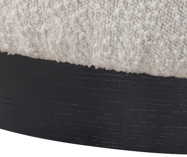 Calais Boucle Fabric / Oak Veneer / Plywood / Foam Contemporary Cream Boucle Fabric Accent Chair - 33.5" W x 31" D x 31.5" H