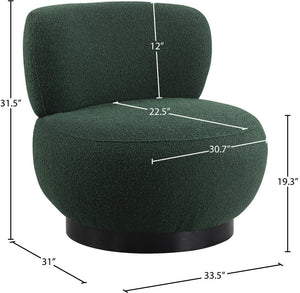 Calais Boucle Fabric / Oak Veneer / Plywood / Foam Contemporary Green Boucle Fabric Accent Chair - 33.5" W x 31" D x 31.5" H