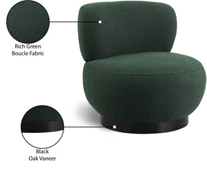 Calais Boucle Fabric / Oak Veneer / Plywood / Foam Contemporary Green Boucle Fabric Accent Chair - 33.5" W x 31" D x 31.5" H