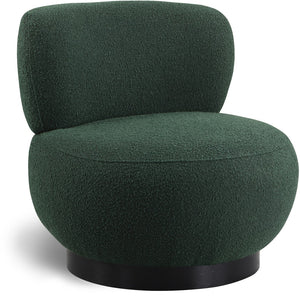 Calais Boucle Fabric / Oak Veneer / Plywood / Foam Contemporary Green Boucle Fabric Accent Chair - 33.5" W x 31" D x 31.5" H