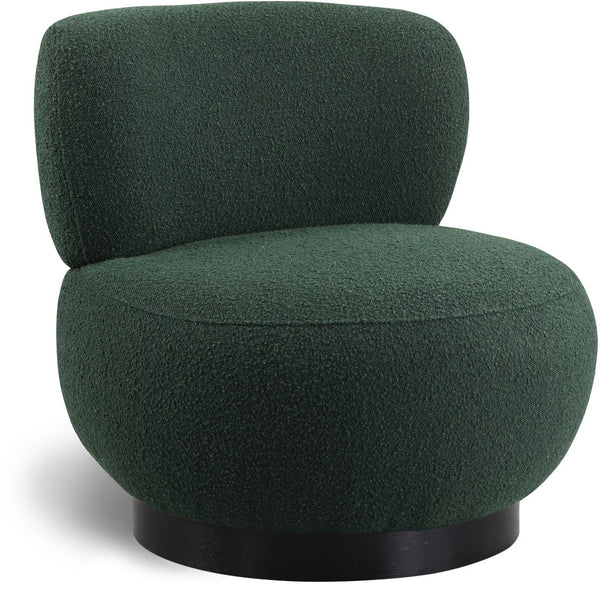 Calais Boucle Fabric / Oak Veneer / Plywood / Foam Contemporary Green Boucle Fabric Accent Chair - 33.5" W x 31" D x 31.5" H