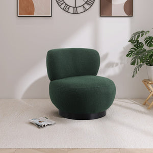 Calais Boucle Fabric / Oak Veneer / Plywood / Foam Contemporary Green Boucle Fabric Accent Chair - 33.5" W x 31" D x 31.5" H