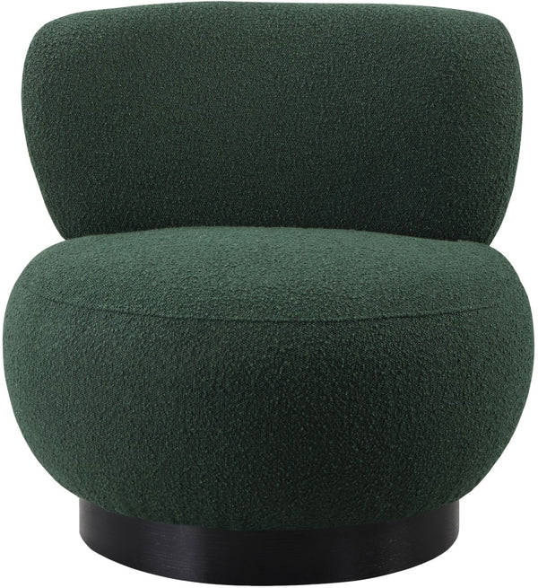 Calais Boucle Fabric / Oak Veneer / Plywood / Foam Contemporary Green Boucle Fabric Accent Chair - 33.5" W x 31" D x 31.5" H