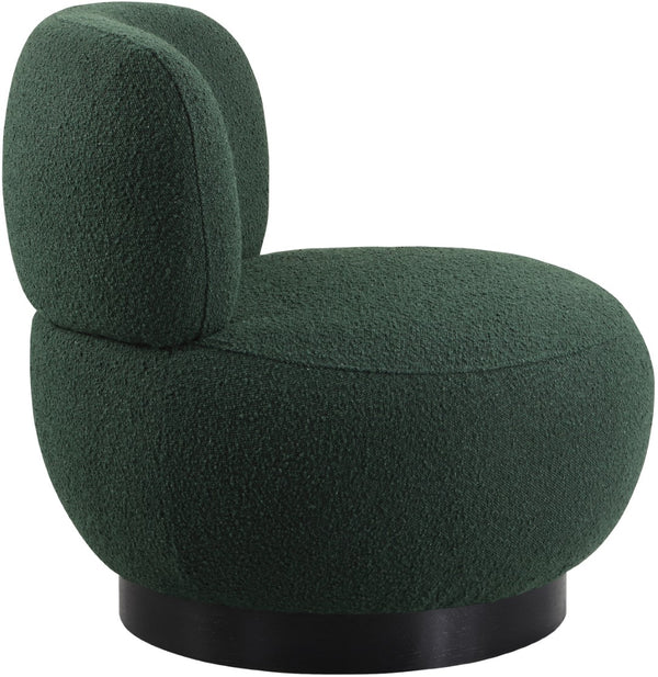 Calais Boucle Fabric / Oak Veneer / Plywood / Foam Contemporary Green Boucle Fabric Accent Chair - 33.5" W x 31" D x 31.5" H