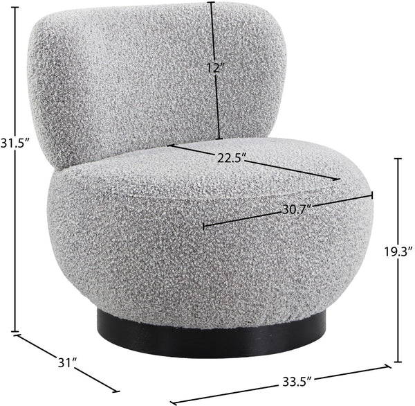 Calais Boucle Fabric / Oak Veneer / Plywood / Foam Contemporary Grey Boucle Fabric Accent Chair - 33.5" W x 31" D x 31.5" H