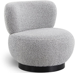 Calais Boucle Fabric / Oak Veneer / Plywood / Foam Contemporary Grey Boucle Fabric Accent Chair - 33.5" W x 31" D x 31.5" H