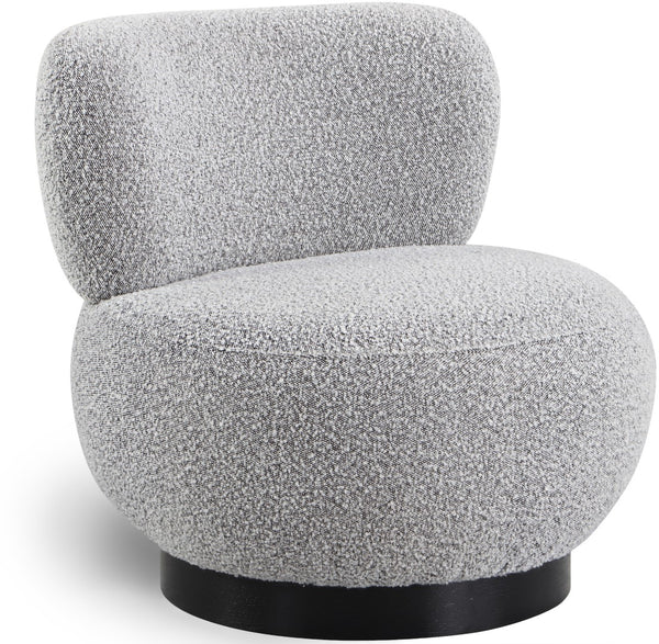 Calais Boucle Fabric / Oak Veneer / Plywood / Foam Contemporary Grey Boucle Fabric Accent Chair - 33.5" W x 31" D x 31.5" H