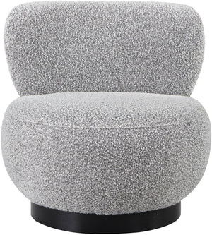 Calais Boucle Fabric / Oak Veneer / Plywood / Foam Contemporary Grey Boucle Fabric Accent Chair - 33.5" W x 31" D x 31.5" H