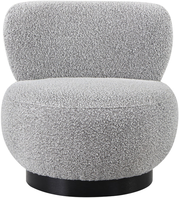 Calais Boucle Fabric / Oak Veneer / Plywood / Foam Contemporary Grey Boucle Fabric Accent Chair - 33.5" W x 31" D x 31.5" H