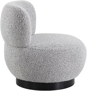 Calais Boucle Fabric / Oak Veneer / Plywood / Foam Contemporary Grey Boucle Fabric Accent Chair - 33.5" W x 31" D x 31.5" H