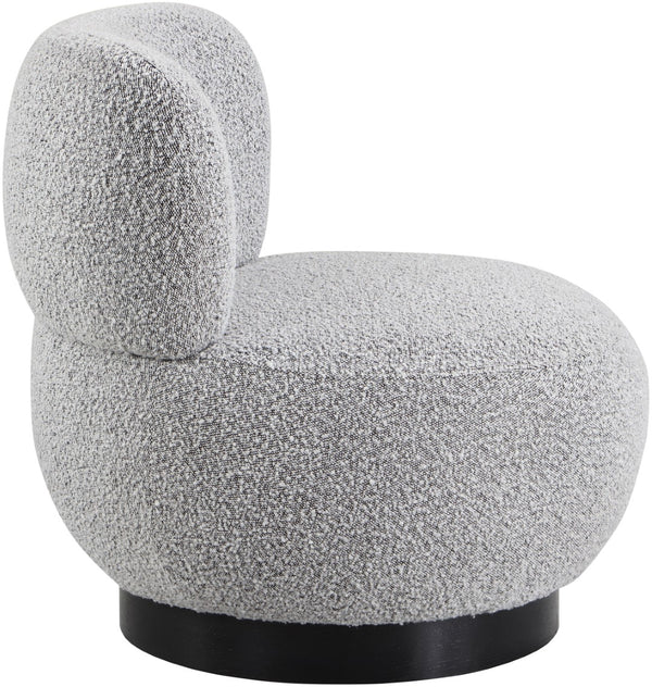 Calais Boucle Fabric / Oak Veneer / Plywood / Foam Contemporary Grey Boucle Fabric Accent Chair - 33.5" W x 31" D x 31.5" H