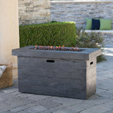 Custer Outdoor Rectangular Fire Pit, Gray Noble House