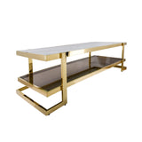 Sagebrook Home Glam Metal/marble Glass Coffee Table, Gold/white Kd 15438 Gold Metal