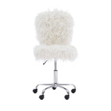 Faux Flokati Armless Office Chair, White
