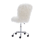 Faux Flokati Armless Office Chair, White