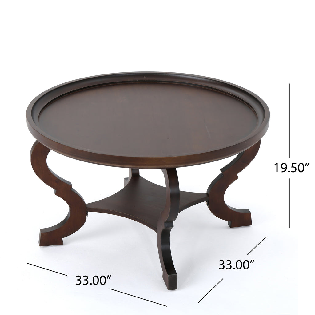 Noble House Althea Dark Walnut Finished Faux Wood Circular Coffee Table