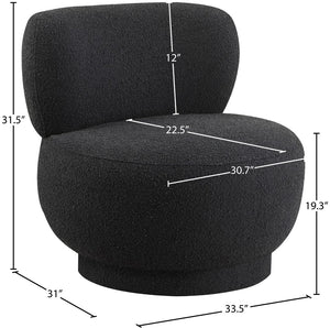Calais Boucle Fabric / Plywood / Foam Contemporary Black Boucle Fabric Accent Chair - 33.5" W x 31" D x 31.5" H