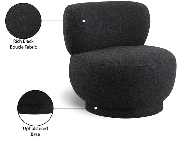 Calais Boucle Fabric / Plywood / Foam Contemporary Black Boucle Fabric Accent Chair - 33.5" W x 31" D x 31.5" H