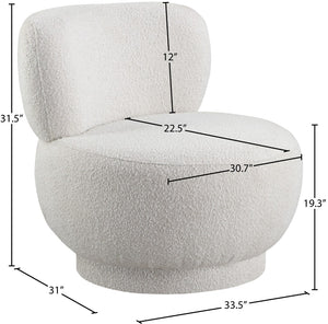 Calais Boucle Fabric / Plywood / Foam Contemporary Cream Boucle Fabric Accent Chair - 33.5" W x 31" D x 31.5" H
