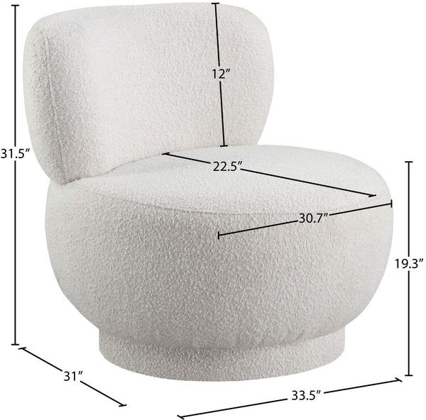 Calais Boucle Fabric / Plywood / Foam Contemporary Cream Boucle Fabric Accent Chair - 33.5" W x 31" D x 31.5" H
