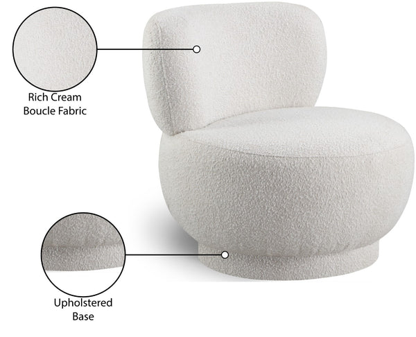 Calais Boucle Fabric / Plywood / Foam Contemporary Cream Boucle Fabric Accent Chair - 33.5" W x 31" D x 31.5" H