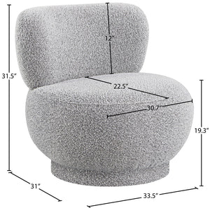 Calais Boucle Fabric / Plywood / Foam Contemporary Grey Boucle Fabric Accent Chair - 33.5" W x 31" D x 31.5" H