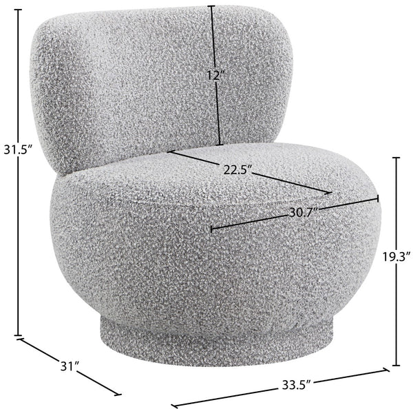 Calais Boucle Fabric / Plywood / Foam Contemporary Grey Boucle Fabric Accent Chair - 33.5" W x 31" D x 31.5" H