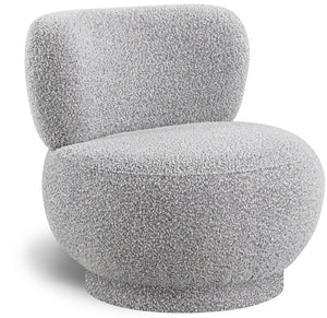 Calais Boucle Fabric / Plywood / Foam Contemporary Grey Boucle Fabric Accent Chair - 33.5" W x 31" D x 31.5" H