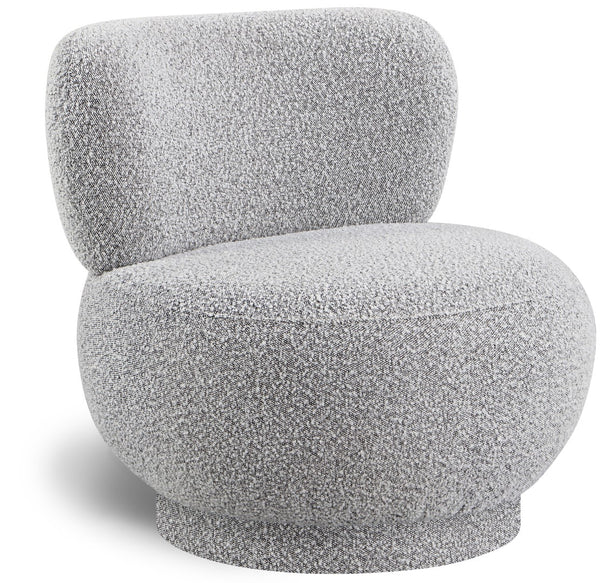 Calais Boucle Fabric / Plywood / Foam Contemporary Grey Boucle Fabric Accent Chair - 33.5" W x 31" D x 31.5" H
