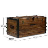 Noble House Wagner Handcrafted Boho Wood Storage Trunk with Latches, Natural and Black