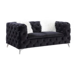 Phifina Contemporary Loveseat with 2 Pillows Black Velvet(#Vel-1), Faux Fur: ZM-1 55921-ACME