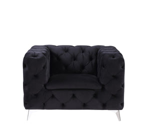 Phifina Contemporary Chair Black Velvet(#Vel-1), Faux Fur: ZM-1 55922-ACME