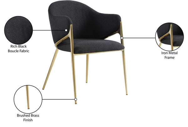 Nial Boucle Fabric / Iron / Foam Contemporary Black Boucle Fabric Dining Chair - 22.5" W x 24.5" D x 31.5" H