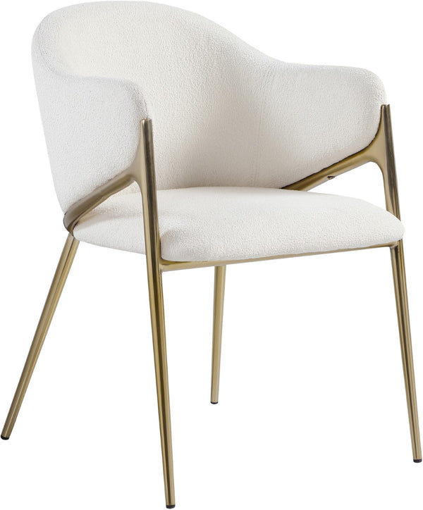 Nial Boucle Fabric / Iron / Foam Contemporary Cream Boucle Fabric Dining Chair - 22.5" W x 24.5" D x 31.5" H