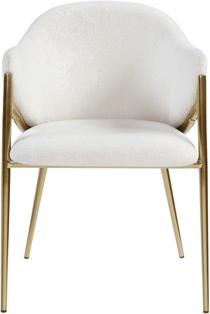 Nial Boucle Fabric / Iron / Foam Contemporary Cream Boucle Fabric Dining Chair - 22.5" W x 24.5" D x 31.5" H