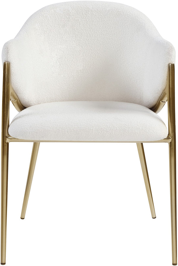 Nial Boucle Fabric / Iron / Foam Contemporary Cream Boucle Fabric Dining Chair - 22.5" W x 24.5" D x 31.5" H