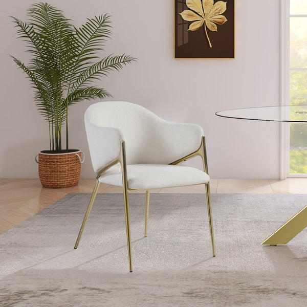 Nial Boucle Fabric / Iron / Foam Contemporary Cream Boucle Fabric Dining Chair - 22.5" W x 24.5" D x 31.5" H