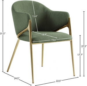Nial Boucle Fabric / Iron / Foam Contemporary Green Boucle Fabric Dining Chair - 22.5" W x 24.5" D x 31.5" H