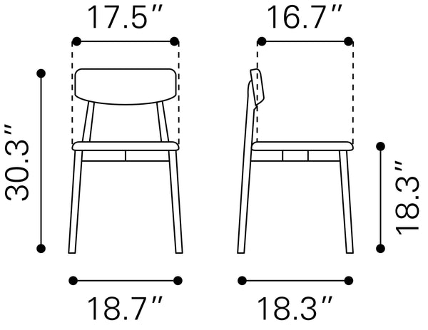 Zuo Modern Newman 100% Polyester, MDF, Rubberwood Scandinavian Commercial Grade Dining Chair Set - Set of 2 Walnut, Dark Gray 100% Polyester, MDF, Rubberwood