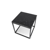 Prairie 20X20 Marble End Table 9500.623011 Black Marble Top, Black Lacquered Steel Legs