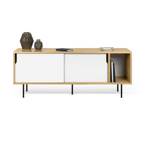 Dann 165 Sideboard w/ Steel Legs 9500.400506 Oak Frame, Pure White Doors, Black Lacquered Steel Feet